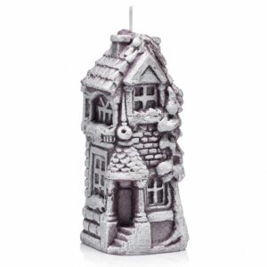 Świeca świąteczna dekoracyjna Kamieniczka Szara – 17 cm