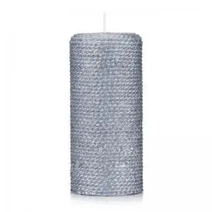 Świeca walec 15 cm sznurek lakier srebrny