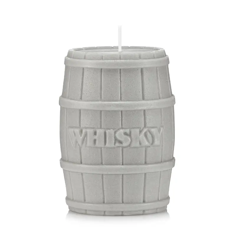 Świeca ozdobna BECZKA WHISKY kolor szary