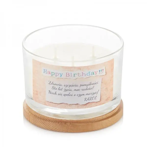 Świeca zapachowa w szkle personalizacja HAPPY