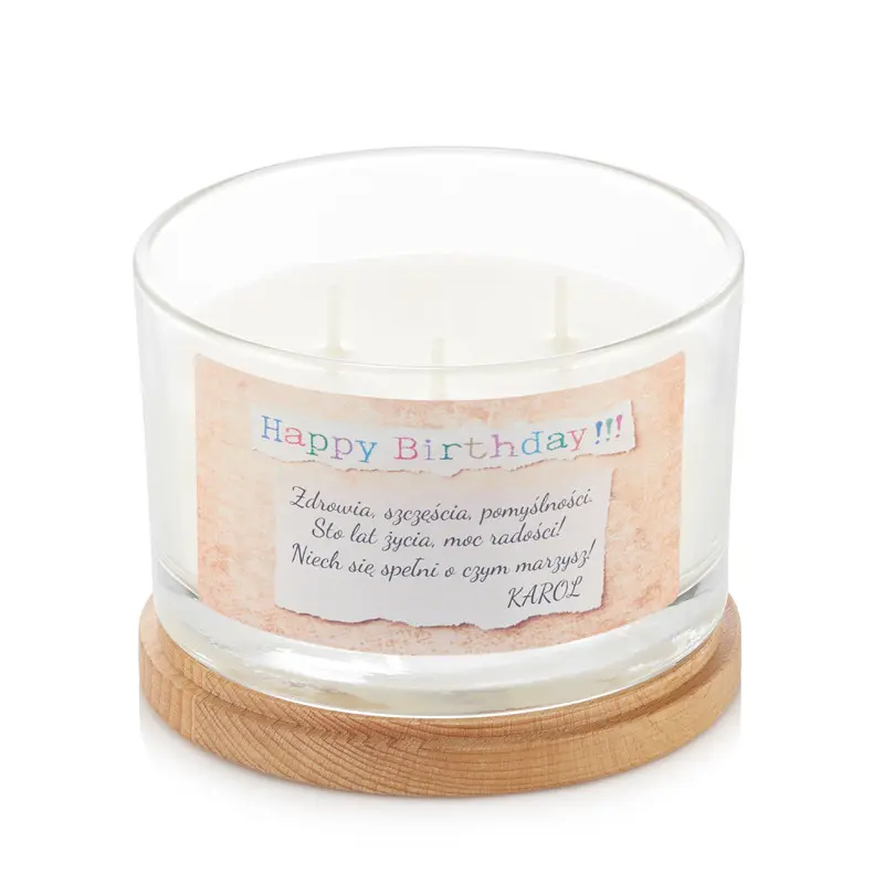 Świeca zapachowa w szkle personalizacja HAPPY