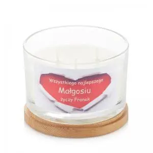 Świeca zapachowa w szkle personalizacja ŻYCZENIA