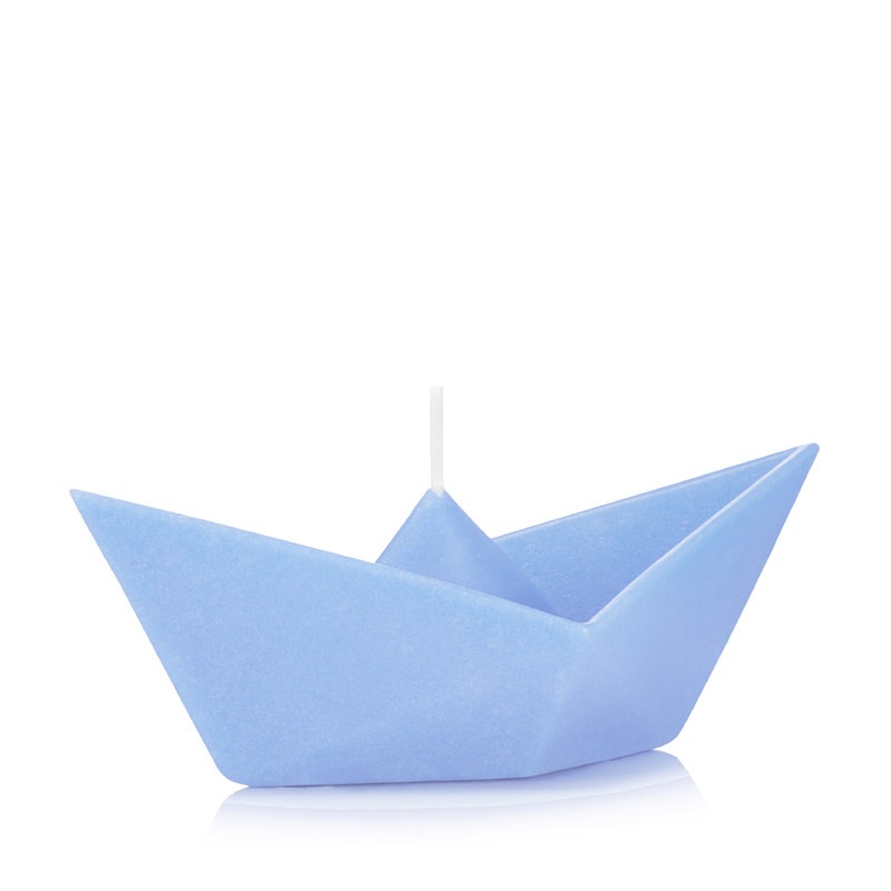 Świeca pływająca - łodka origami kolor: niebieski
