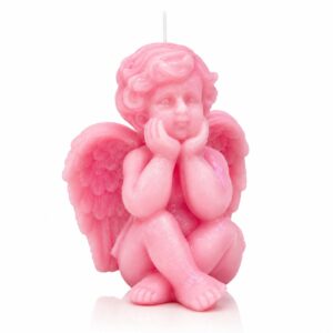 Różowa świeca Anioł 12 cm – dekoracyjna świeca