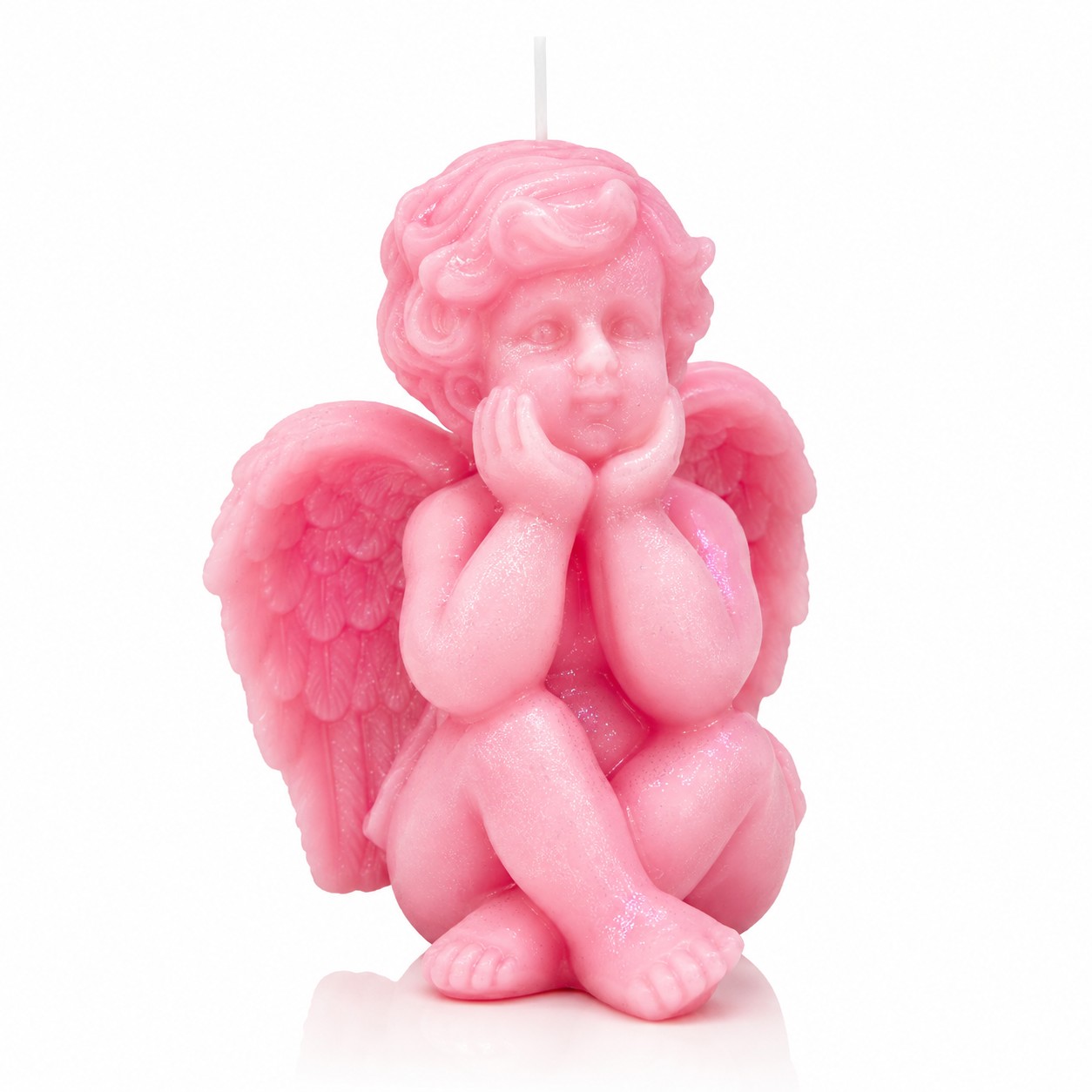 Różowa świeca Anioł 12 cm – dekoracyjna świeca