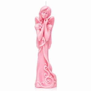 Różowa świeca Aniołek 24 cm – dekoracyjna świeca