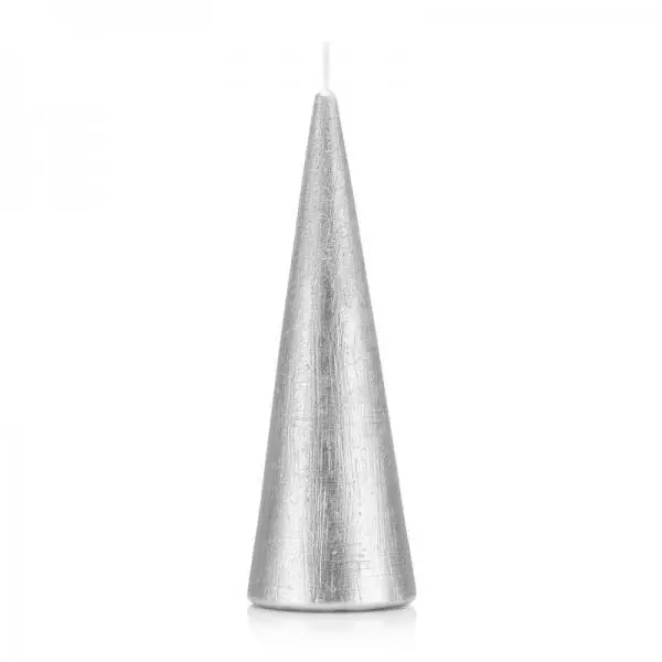 Świeca stożek 21 cm kolor srebrny