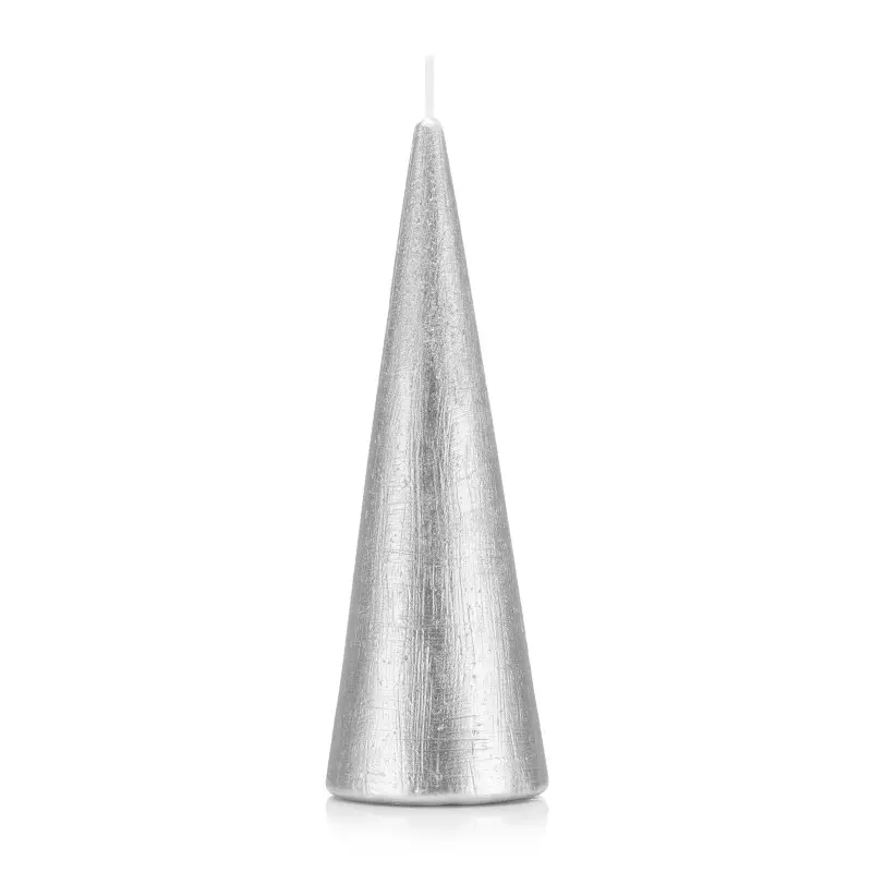 Świeca stożek 21 cm kolor srebrny