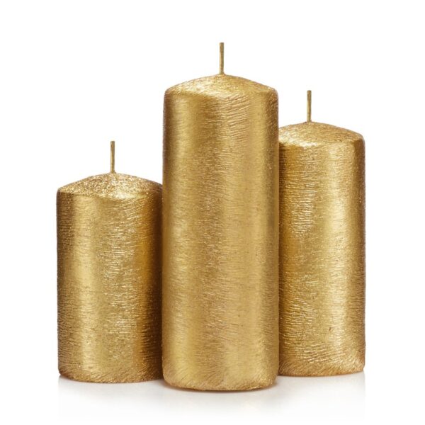 zestaw świeczek ozdobnych złote 3 szt