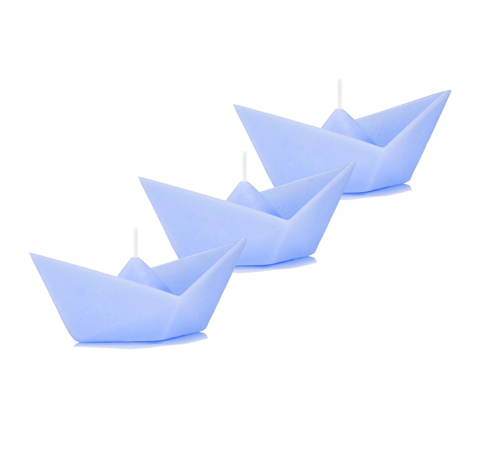 Świece pływające ŁÓDKA origami kpl 3 szt niebieskie