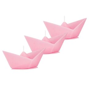 Świece pływające ŁÓDKA origami kpl 3 szt różowe