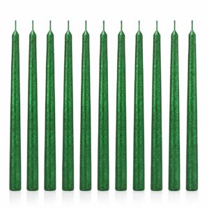 Zielone świece stożkowe 24 cm KOKON – zestaw 12 szt.
