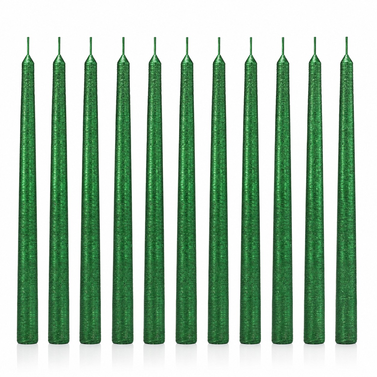 stożek 12 szt zielony Zielone świece stożkowe 24 cm KOKON – zestaw 12 szt.