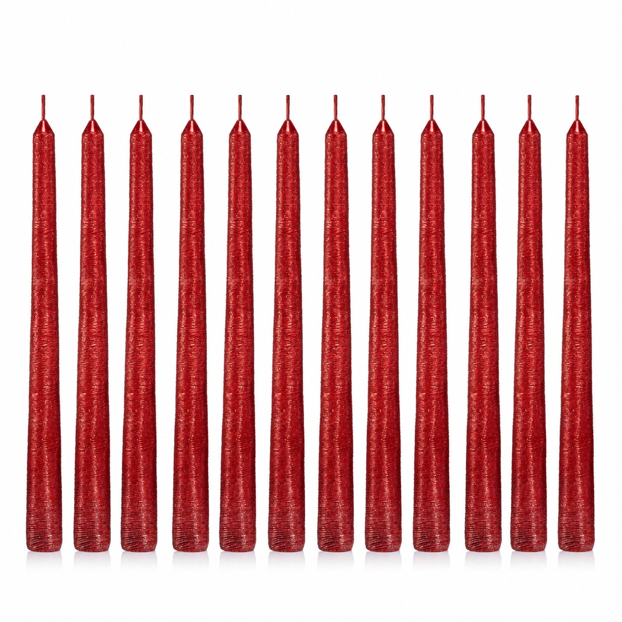 stożek 12 szt czerwony Czerwone świece stożkowe 24 cm KOKON – zestaw 12 szt.
