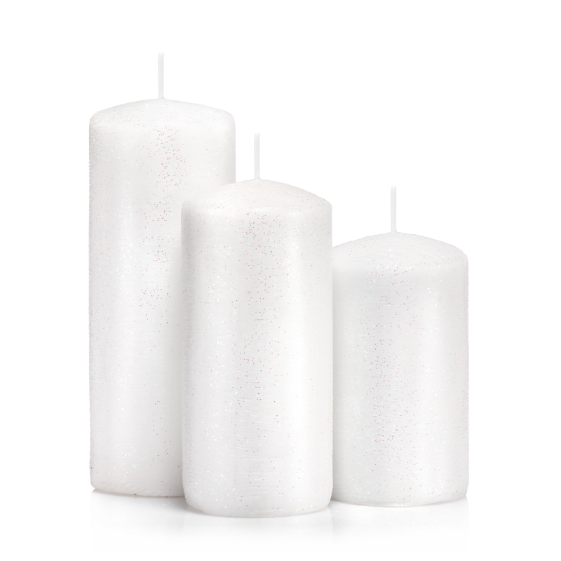 świece walec kokon białe