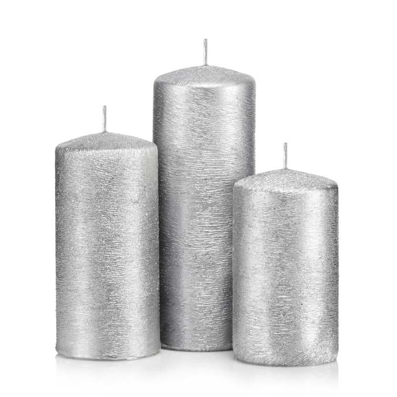 świeczki bożonarodzeniowe zestaw walców srebrnych