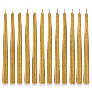 Złote świece stożkowe 24 cm KOKON – zestaw 12 szt.