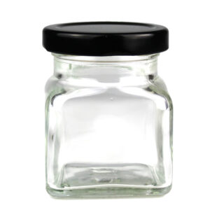 Szklany pojemnik słoik z czarną zakrętką do świeczek 120 ml