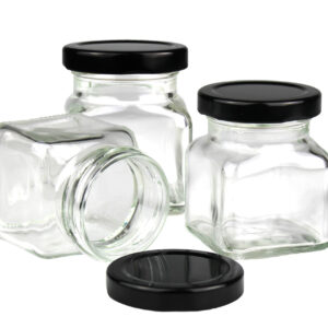 3x Szklany pojemnik słoik z czarną zakrętką do świeczek 120 ml