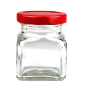 Szklany pojemnik słoik z czerwoną zakrętką do świeczek 120 ml