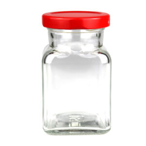 Szklany pojemnik słoik z czerwoną zakrętką do świeczek 150 ml