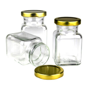 3x Szklany pojemnik słoik ze złotą zakrętką do świeczek 150 ml
