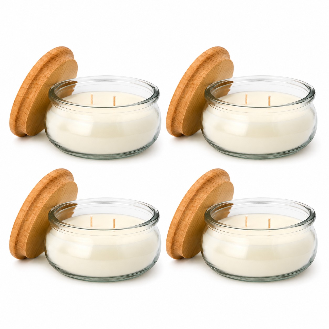 4x Świeczki sojowe zapachowe z drewnianą pokrywką mix zapachów 210 ml