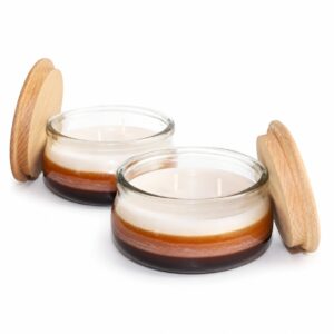 2x Świece zapachowe z drewnianą pokrywką zapach kawa 210 ml