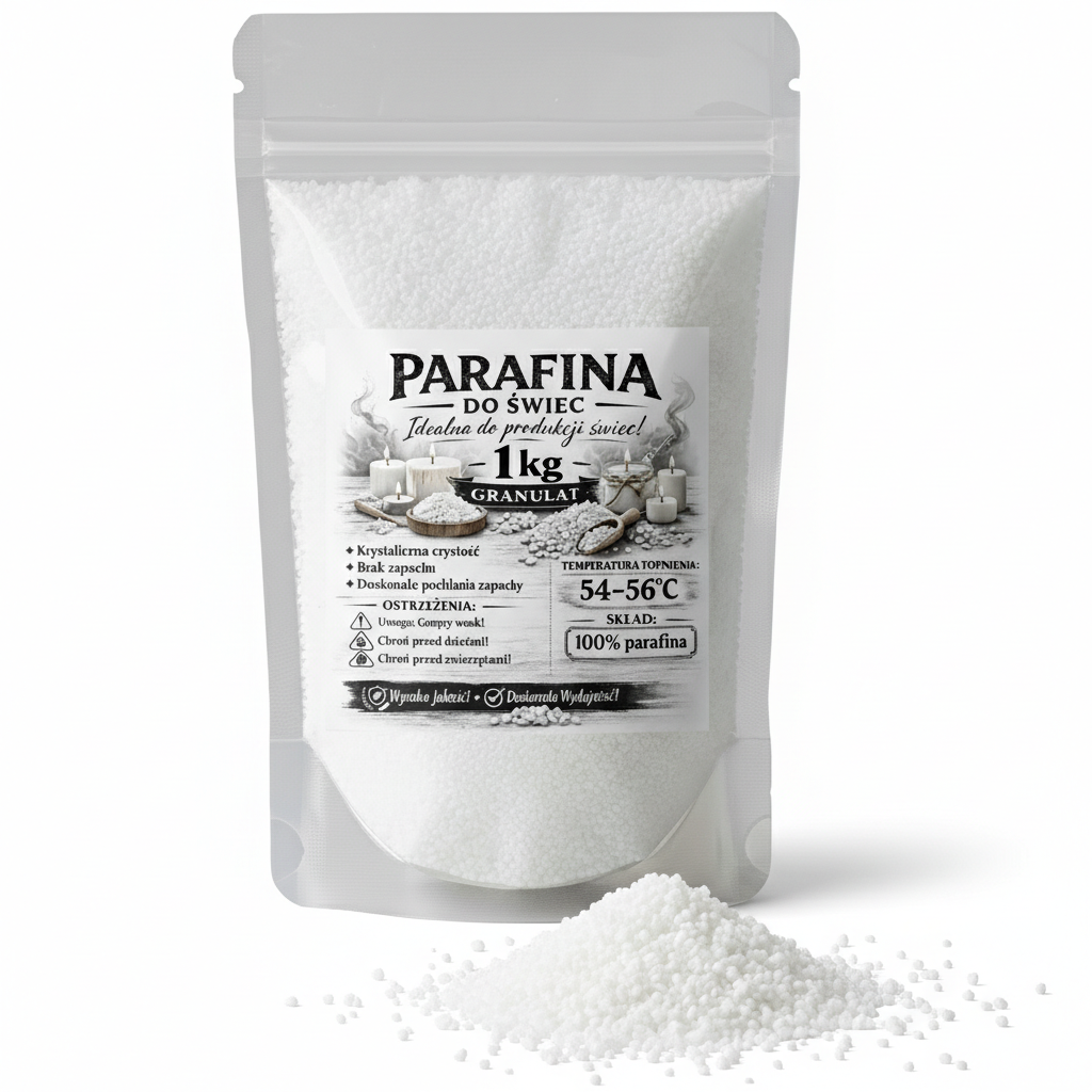 Parafina do odlewu świec biała czysta granulowana 1 kg