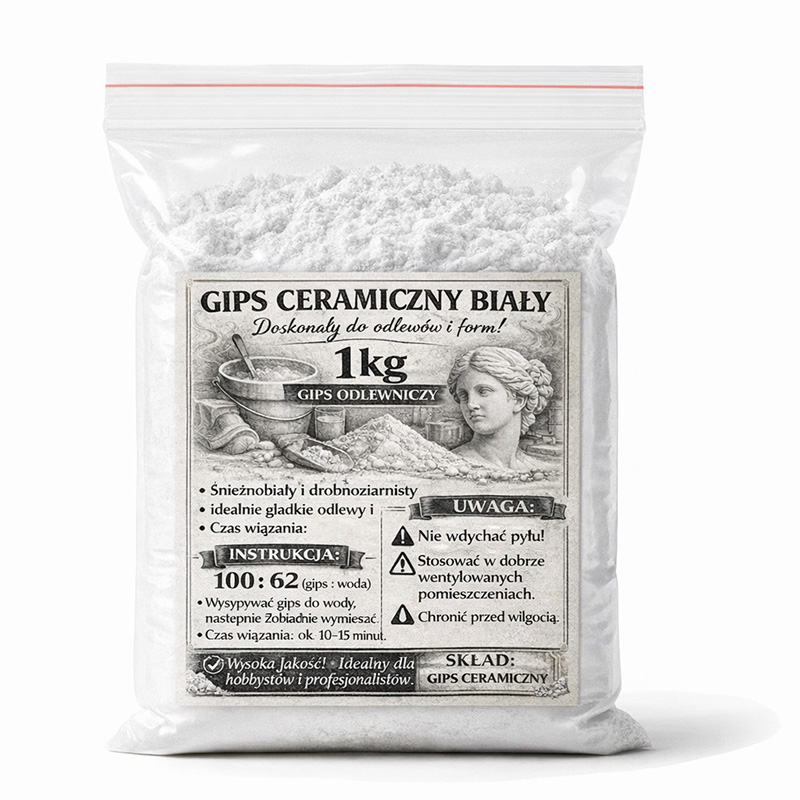 Gips rzeźbiarski ceramiczny śnieżnobiały do odlewów wysokiej jakości 1 kg