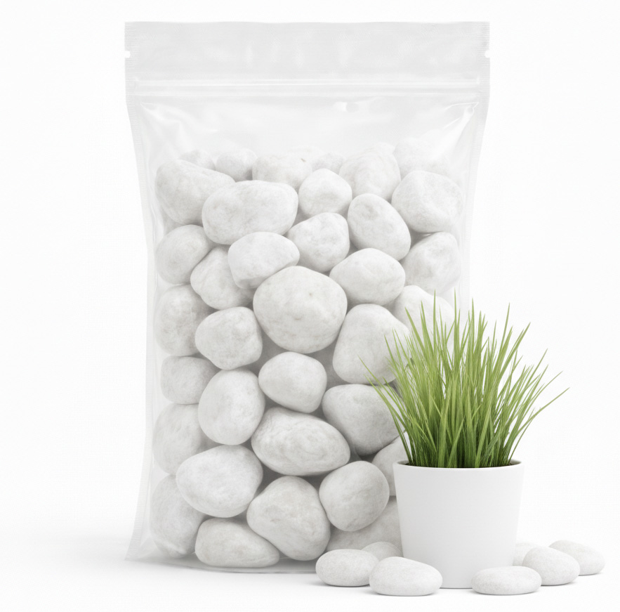 Kamień biały ozdobny otoczak ogrodowy grecki kamienie ozdobne Thassos 3-6 cm 5 kg