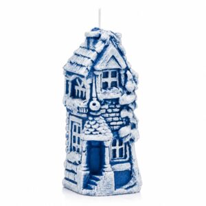 Świeca świąteczna dekoracyjna Kamieniczka niebieska – 17 cm